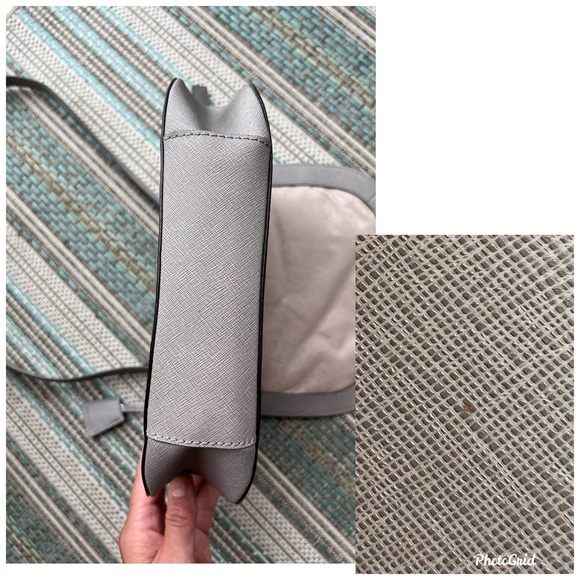 Michael Kors Medium Messenger Pearl Grey Hamilton Adjustable Crossbody Purse - Picture 12 of 13